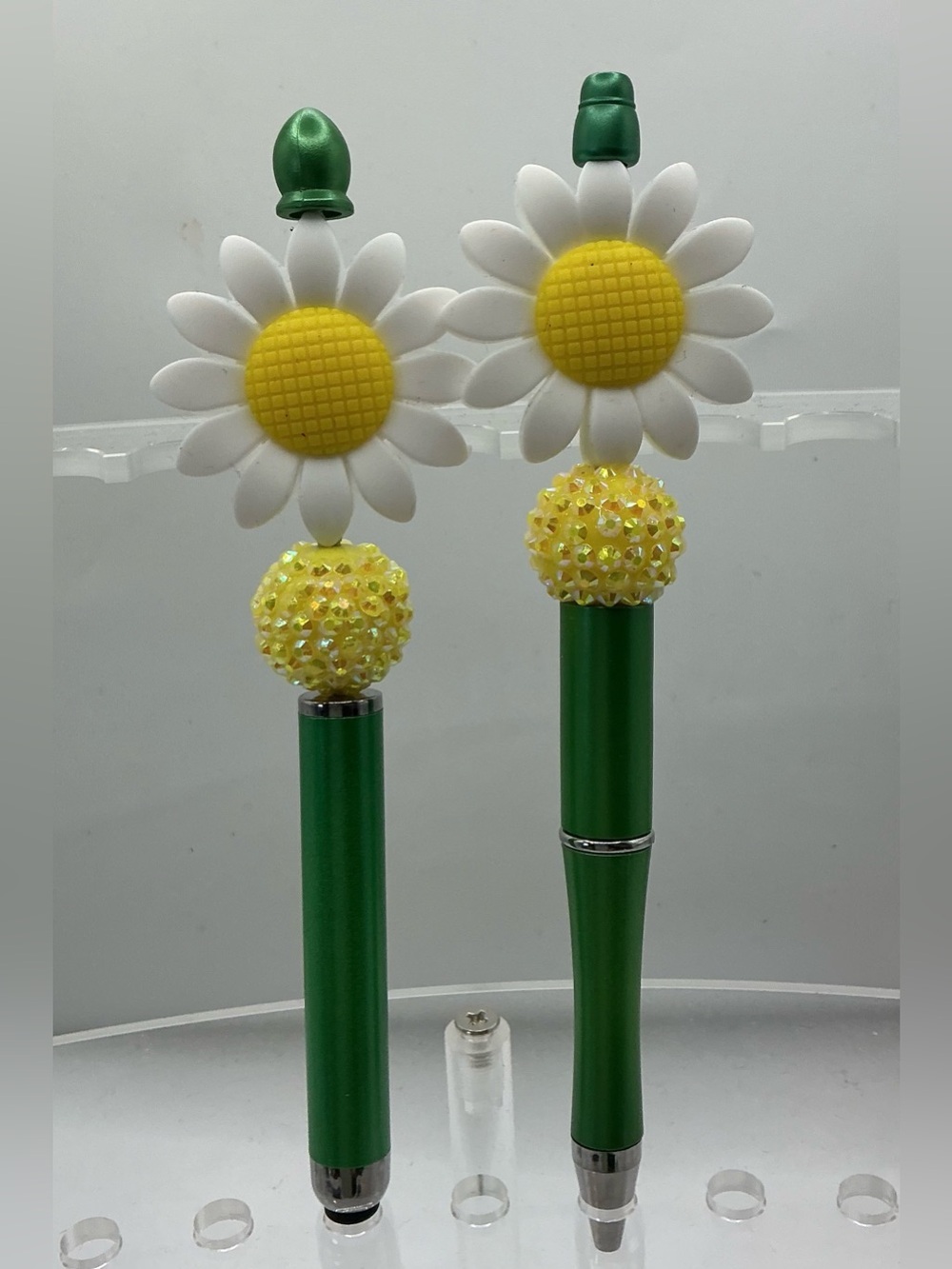 DAISIES DAISY HANDMADE DECORATIVE BEADED BLINGY INK PEN AND STYLUS SET